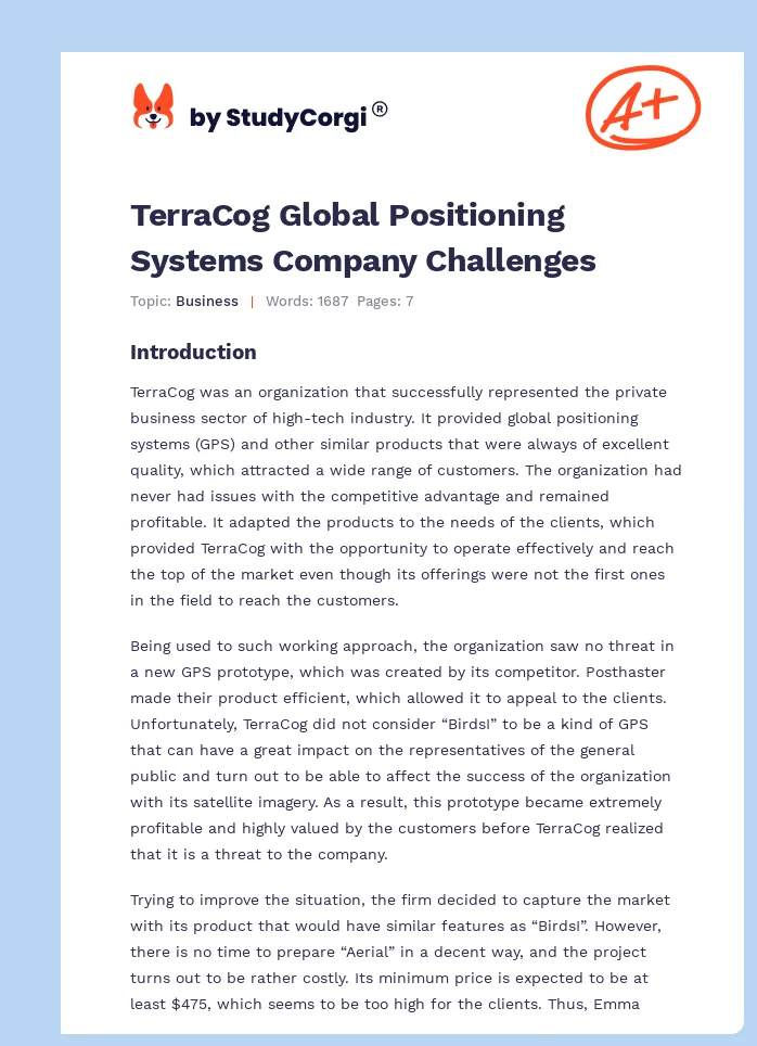 TerraCog Global Positioning Systems Company Challenges. Page 1