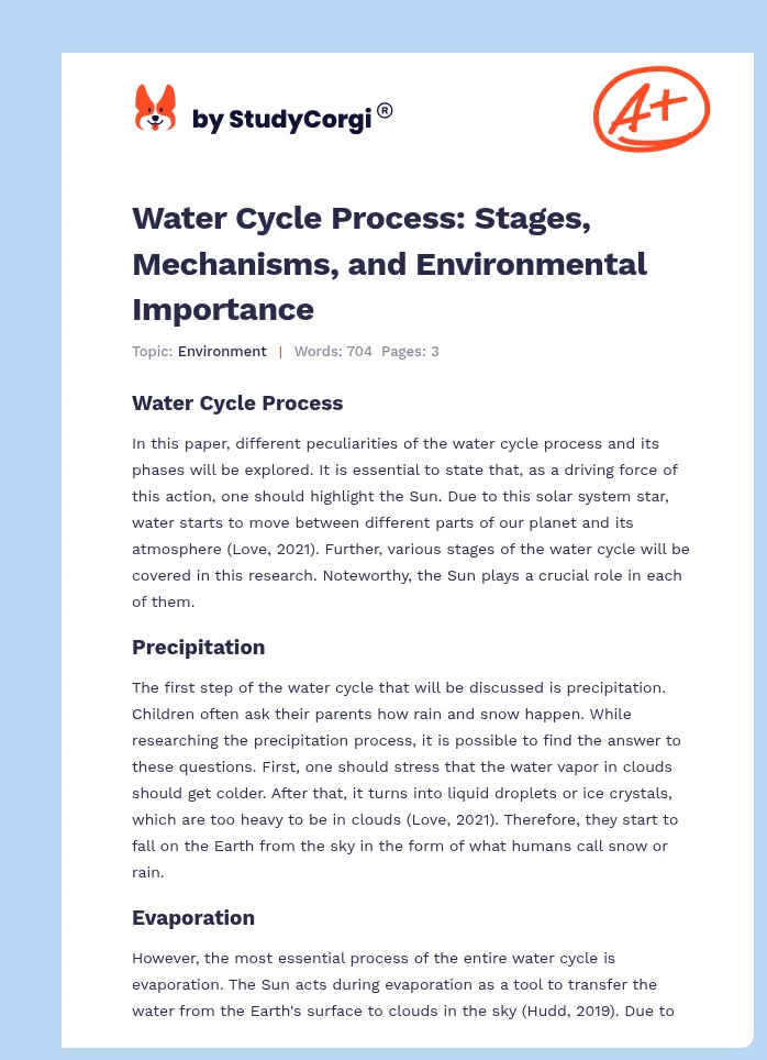 Water Cycle Process: Stages, Mechanisms, and Environmental Importance. Page 1