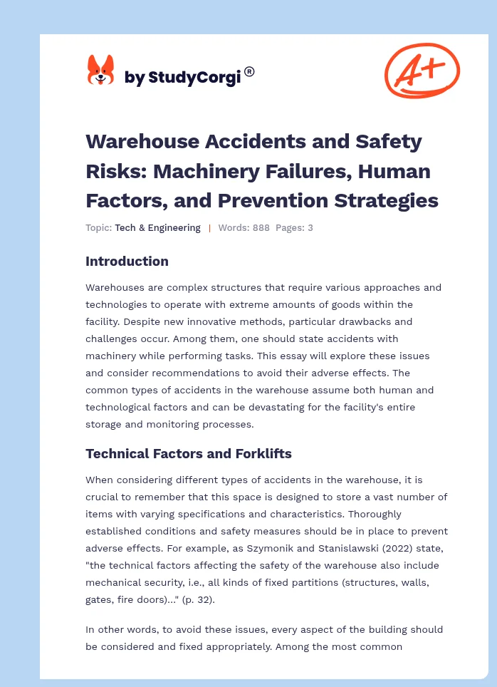 Warehouse Accidents and Safety Risks: Machinery Failures, Human Factors, and Prevention Strategies. Page 1