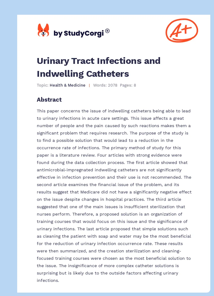 Urinary Tract Infections and Indwelling Catheters. Page 1
