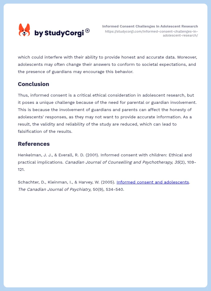Informed Consent Challenges in Adolescent Research. Page 2