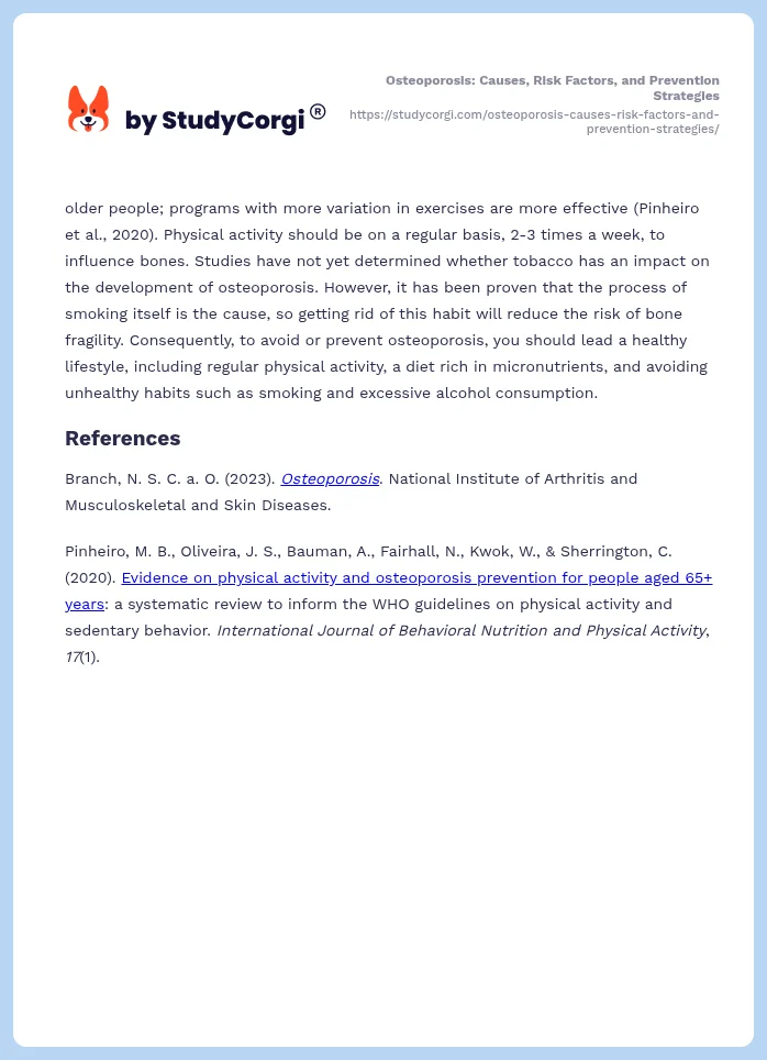 Osteoporosis: Causes, Risk Factors, and Prevention Strategies. Page 2