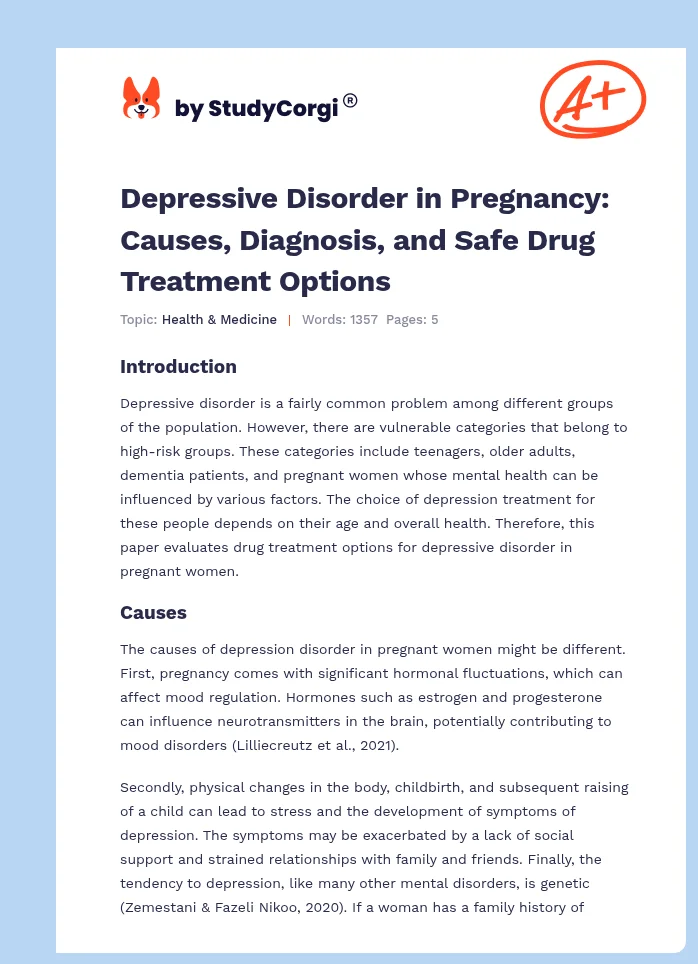 Depressive Disorder in Pregnancy: Causes, Diagnosis, and Safe Drug Treatment Options. Page 1