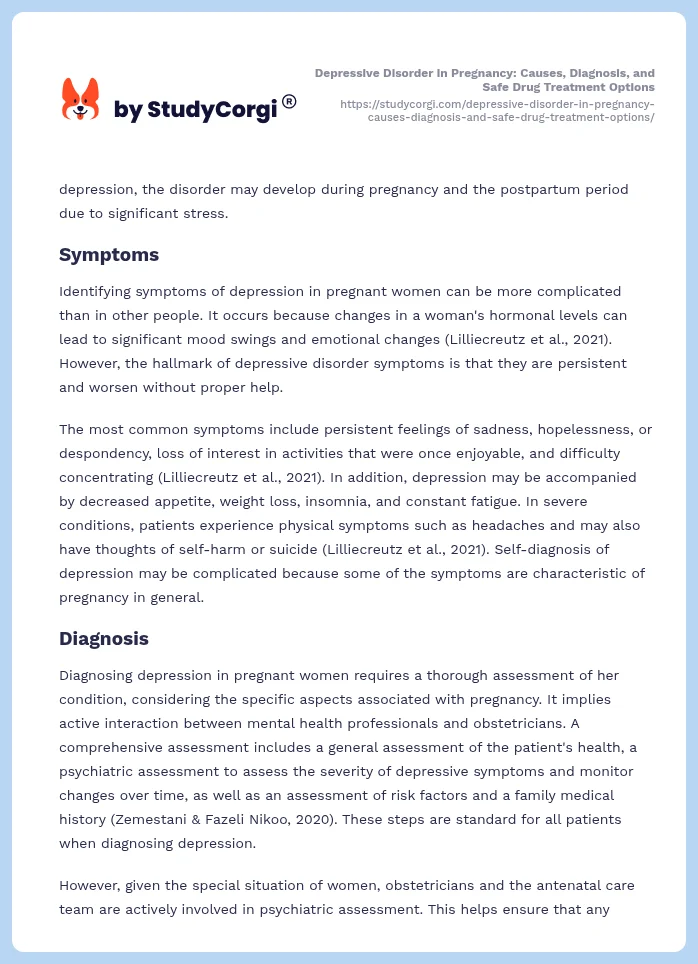 Depressive Disorder in Pregnancy: Causes, Diagnosis, and Safe Drug Treatment Options. Page 2