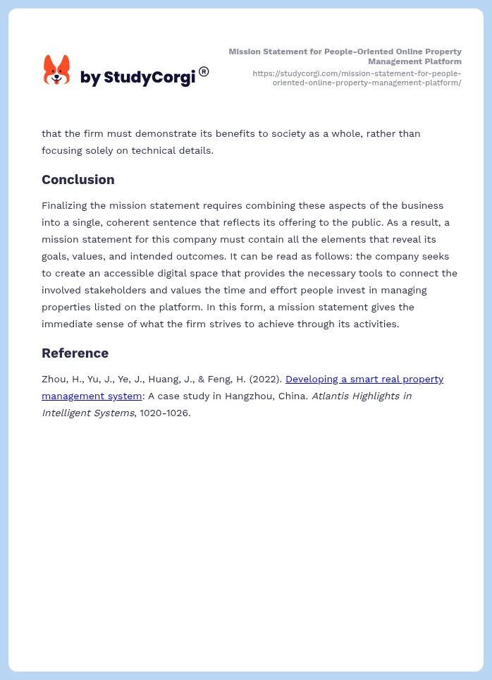 Mission Statement for People-Oriented Online Property Management Platform. Page 2
