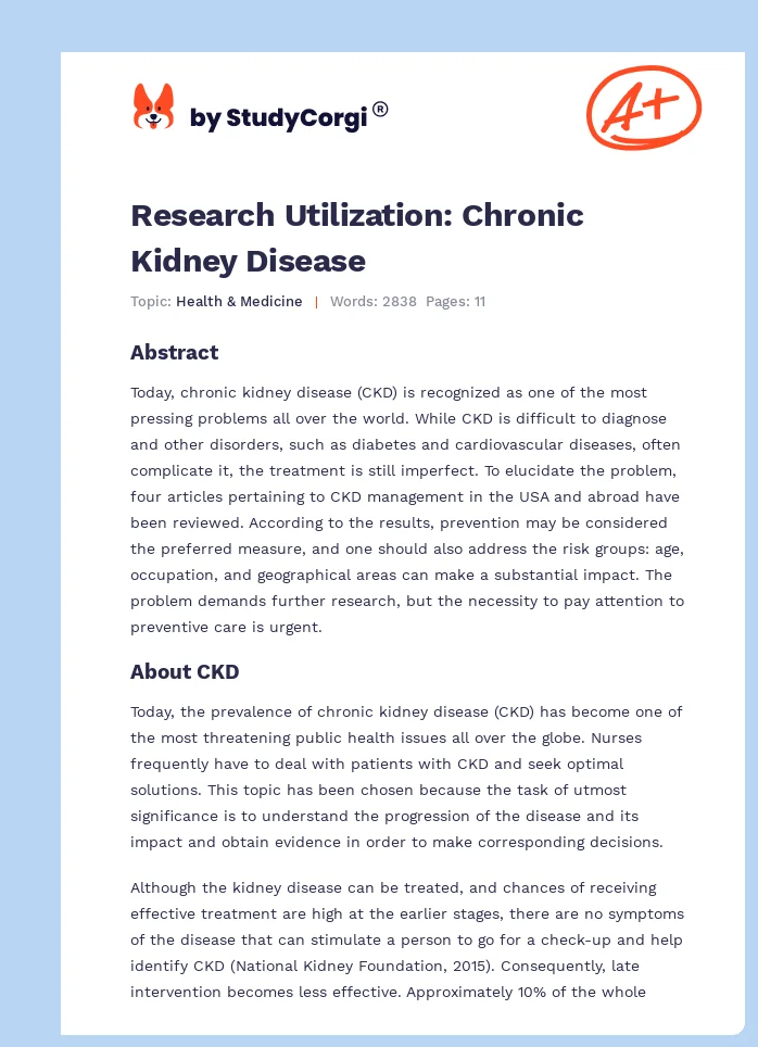 Research Utilization: Chronic Kidney Disease. Page 1