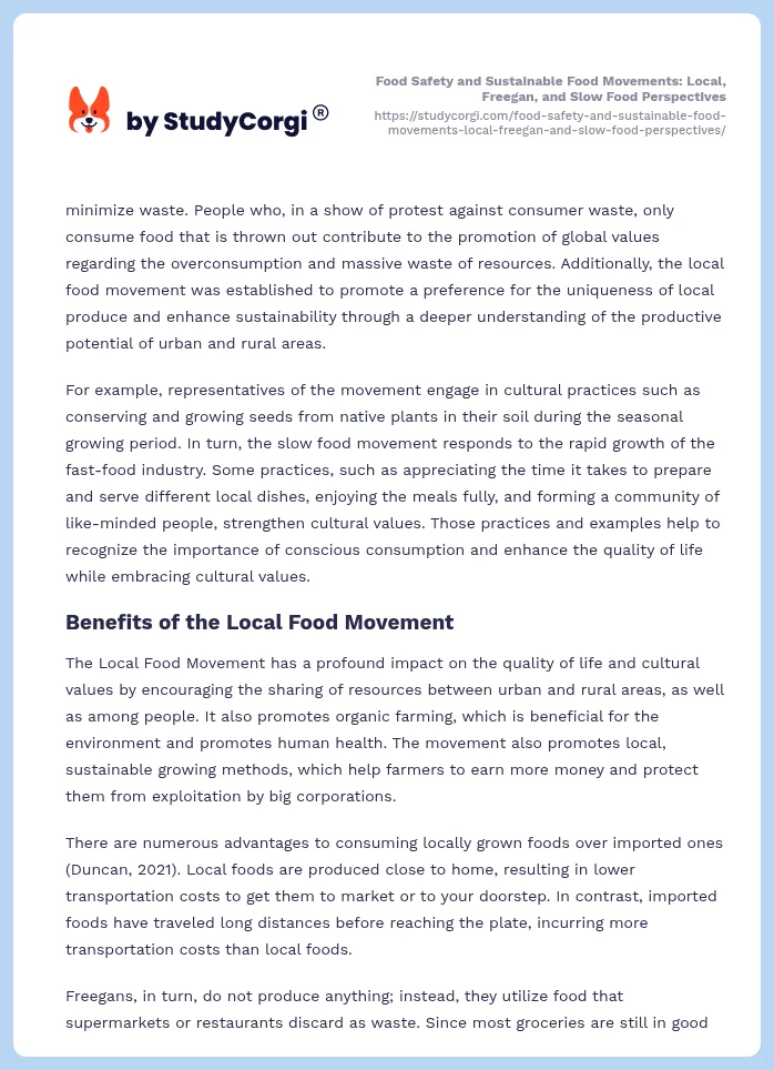 Food Safety and Sustainable Food Movements: Local, Freegan, and Slow Food Perspectives. Page 2