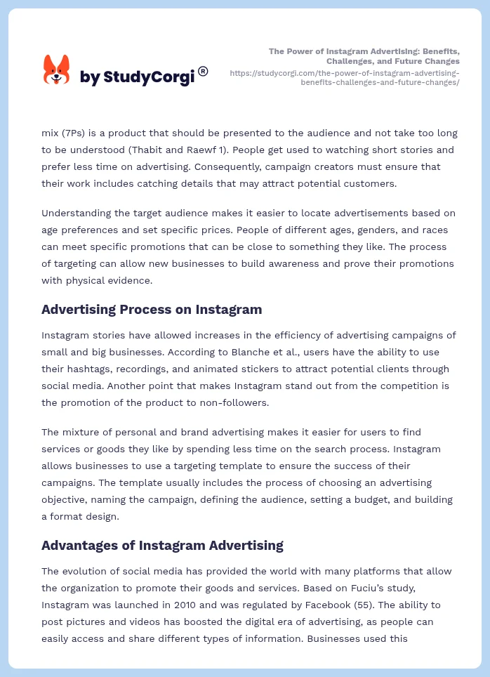 The Power of Instagram Advertising: Benefits, Challenges, and Future Changes. Page 2