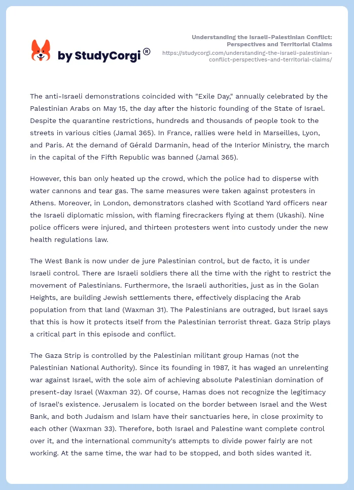 Understanding the Israeli-Palestinian Conflict: Perspectives and Territorial Claims. Page 2