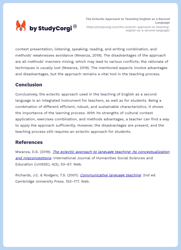 The Eclectic Approach to Teaching English as a Second Language. Page 2