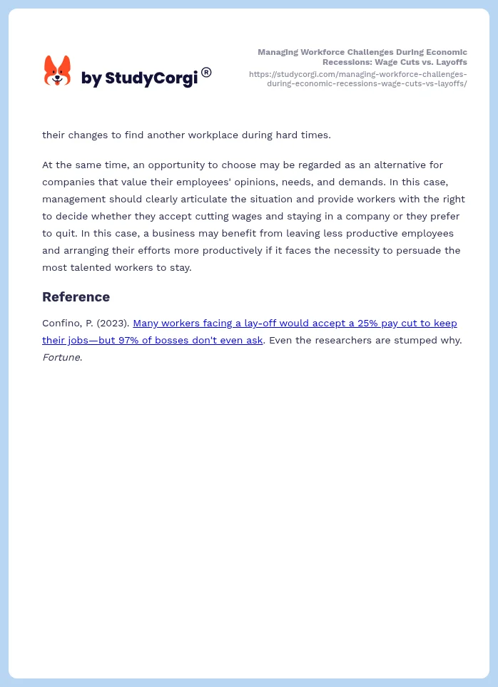 Managing Workforce Challenges During Economic Recessions: Wage Cuts vs. Layoffs. Page 2