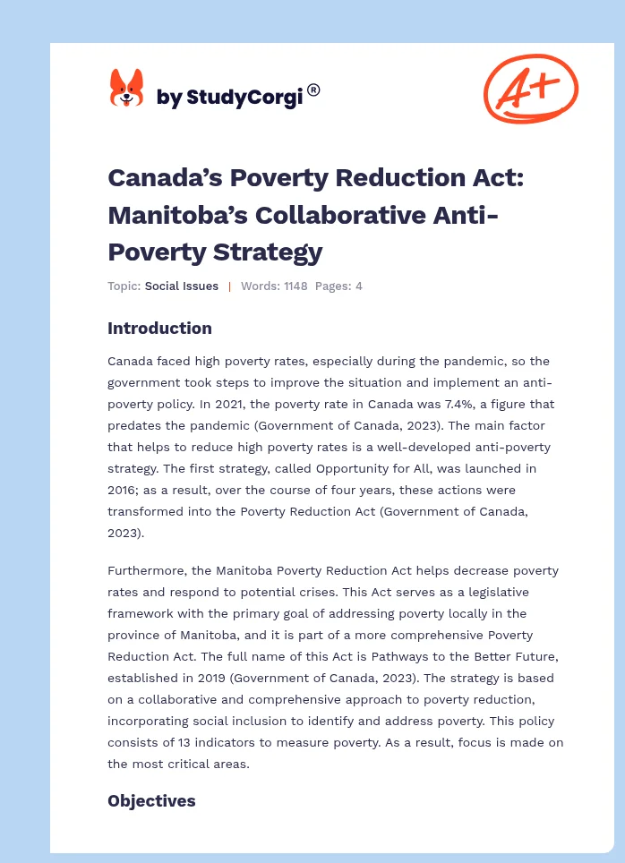 Canada’s Poverty Reduction Act: Manitoba’s Collaborative Anti-Poverty Strategy. Page 1