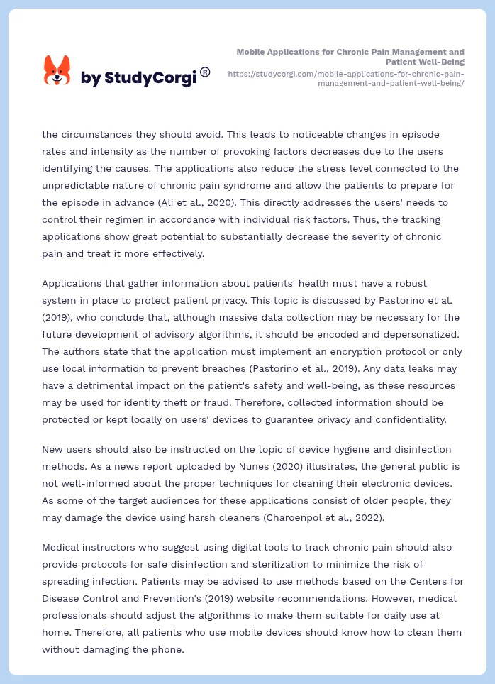 Mobile Applications for Chronic Pain Management and Patient Well-Being. Page 2