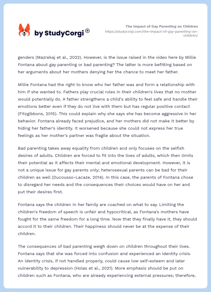 The Impact of Gay Parenting on Children. Page 2
