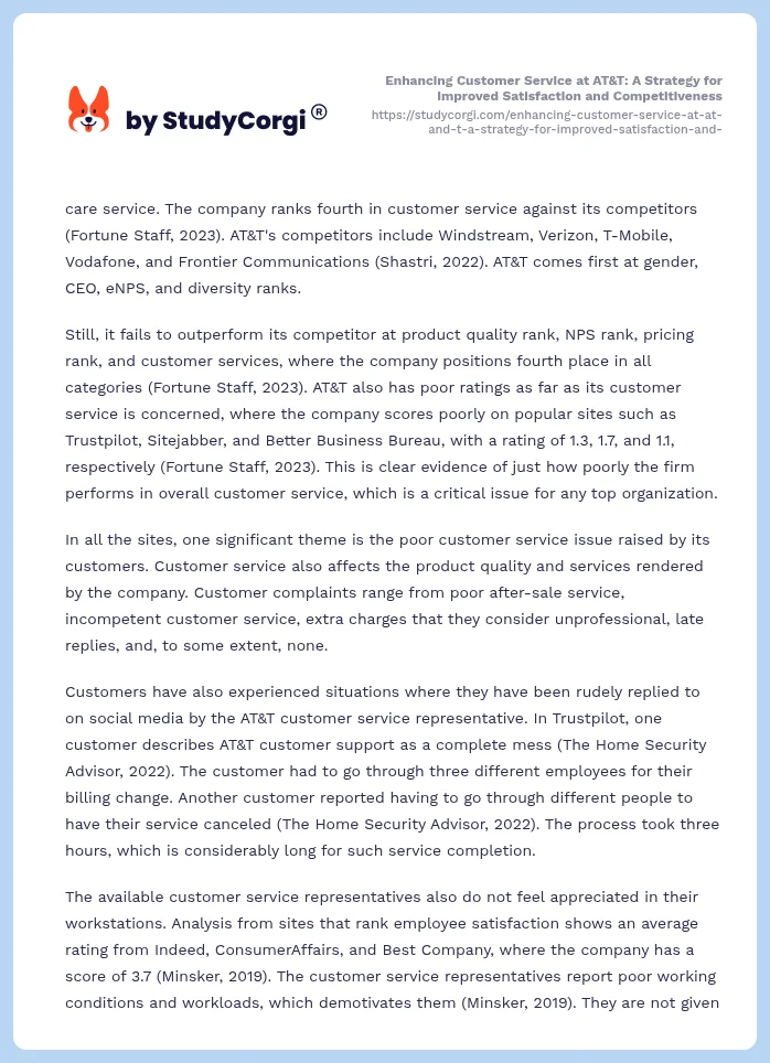Enhancing Customer Service at AT&T: A Strategy for Improved Satisfaction and Competitiveness. Page 2