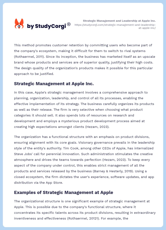 Strategic Management and Leadership at Apple Inc.. Page 2