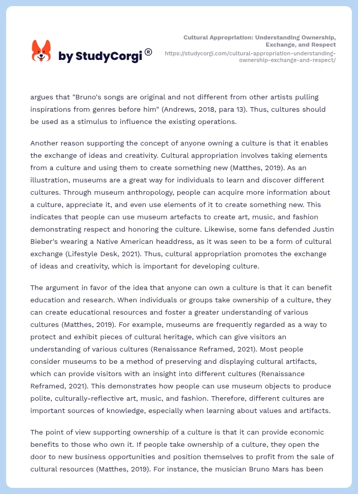 Cultural Appropriation: Understanding Ownership, Exchange, and Respect. Page 2