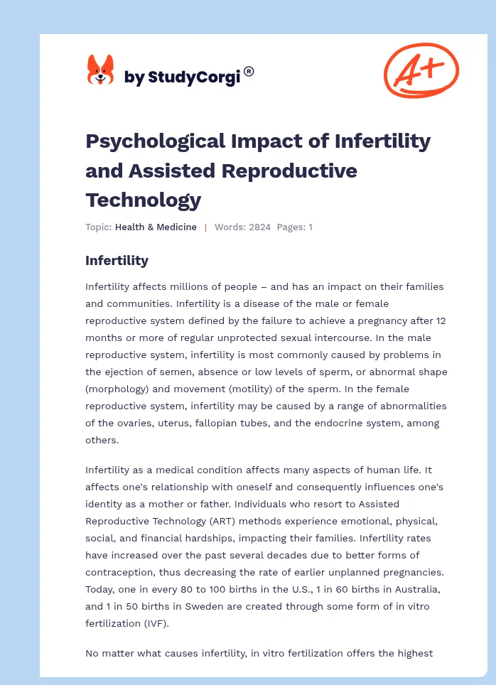 Psychological Impact of Infertility and Assisted Reproductive Technology. Page 1