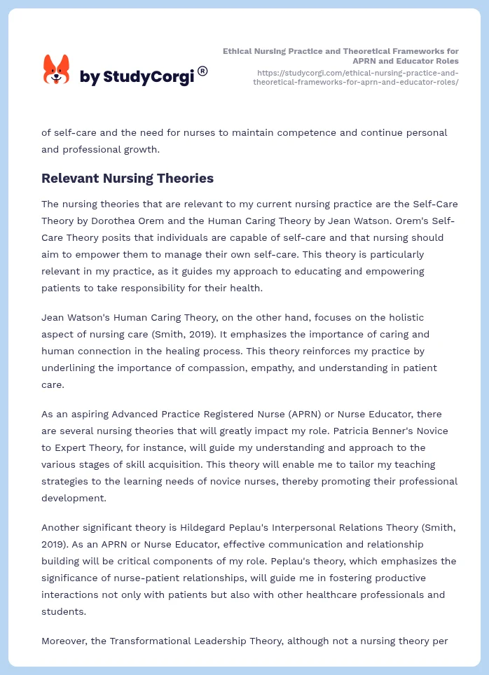 Ethical Nursing Practice and Theoretical Frameworks for APRN and Educator Roles. Page 2