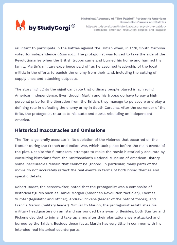 Historical Accuracy of "The Patriot" Portraying American Revolution Causes and Battles. Page 2