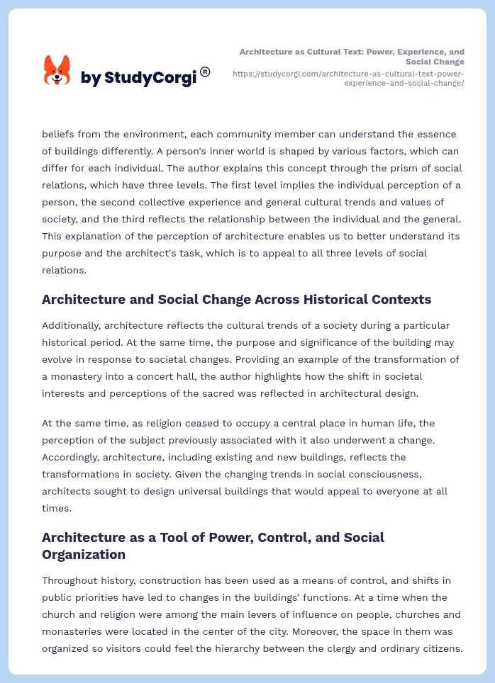 Architecture as Cultural Text: Power, Experience, and Social Change. Page 2