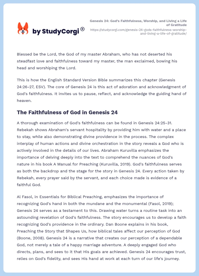 Genesis 24: God’s Faithfulness, Worship, and Living a Life of Gratitude. Page 2