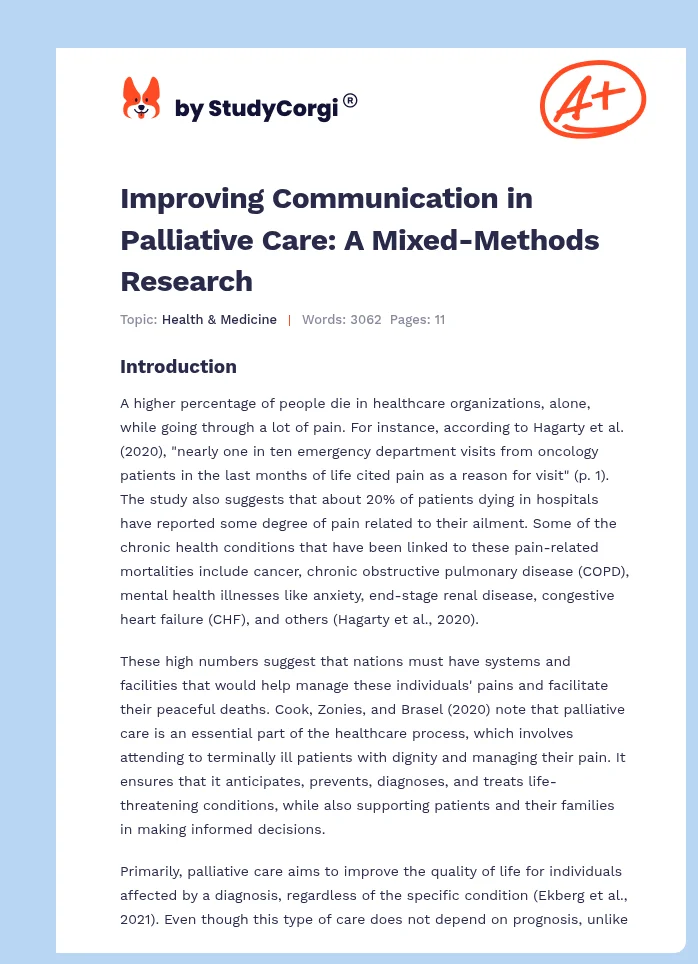 Improving Communication in Palliative Care: A Mixed-Methods Research. Page 1