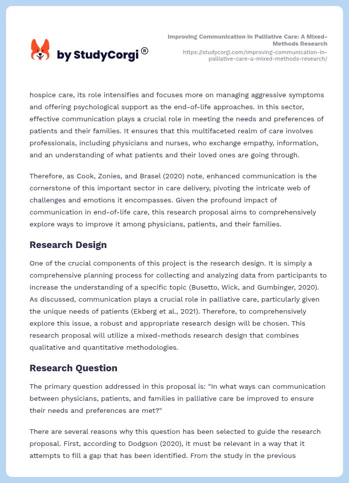 Improving Communication in Palliative Care: A Mixed-Methods Research. Page 2