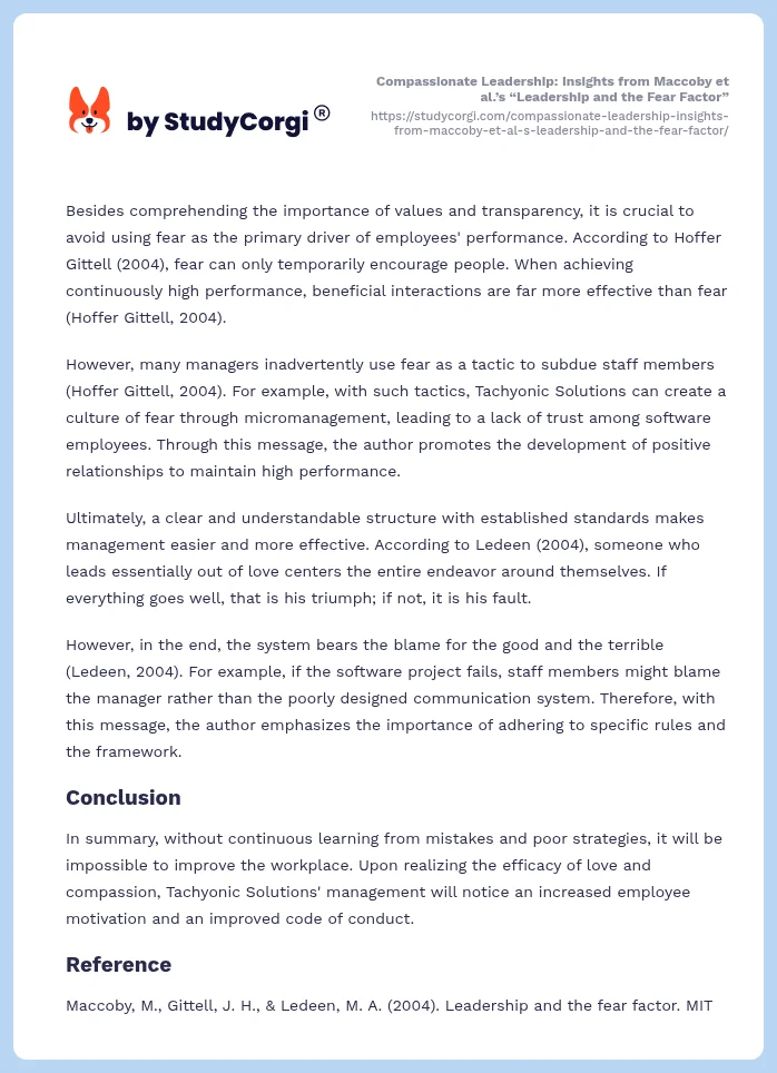 Compassionate Leadership: Insights from Maccoby et al.’s “Leadership and the Fear Factor”. Page 2