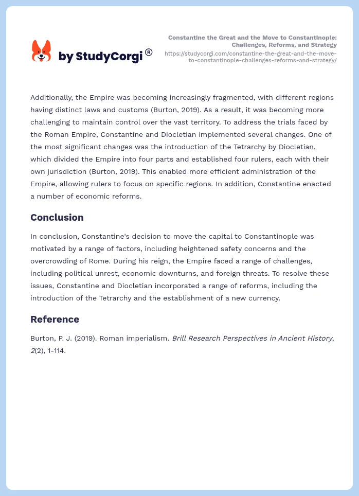 Constantine the Great and the Move to Constantinople: Challenges, Reforms, and Strategy. Page 2