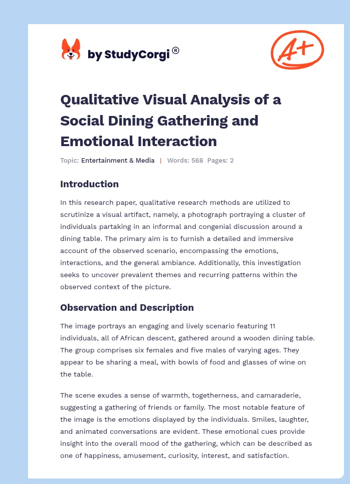 Qualitative Visual Analysis of a Social Dining Gathering and Emotional Interaction. Page 1