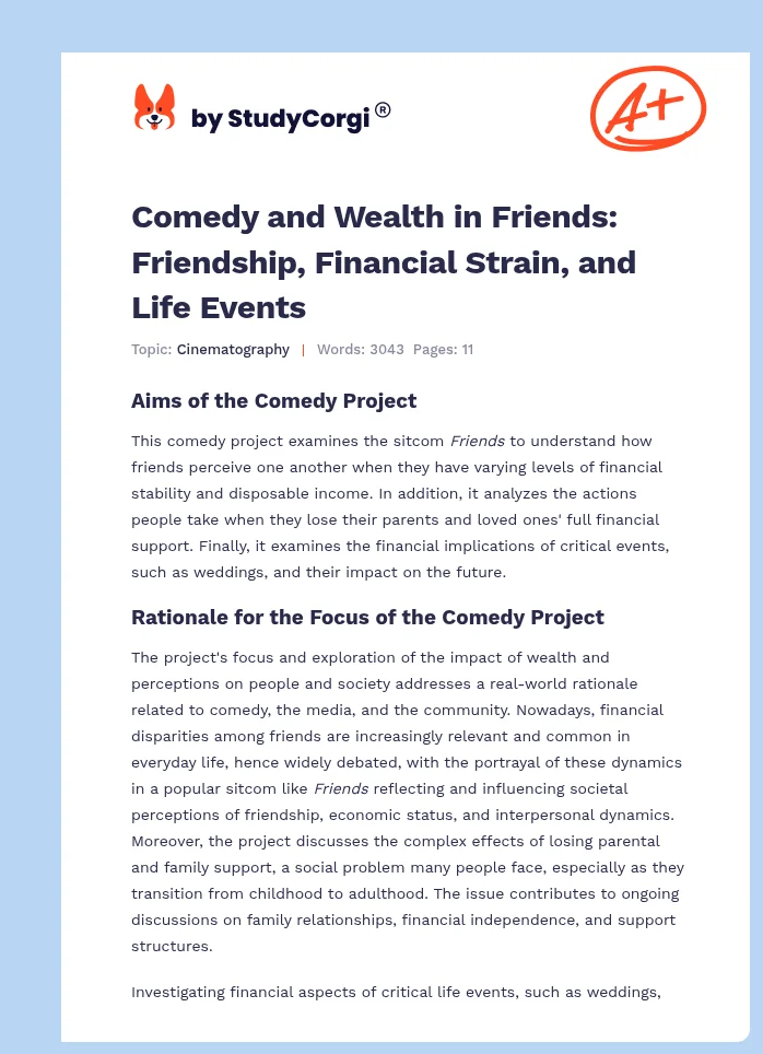 Comedy and Wealth in Friends: Friendship, Financial Strain, and Life Events. Page 1