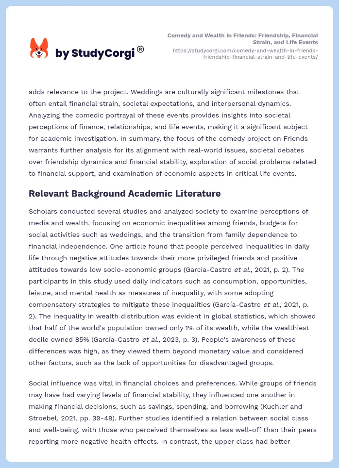 Comedy and Wealth in Friends: Friendship, Financial Strain, and Life Events. Page 2