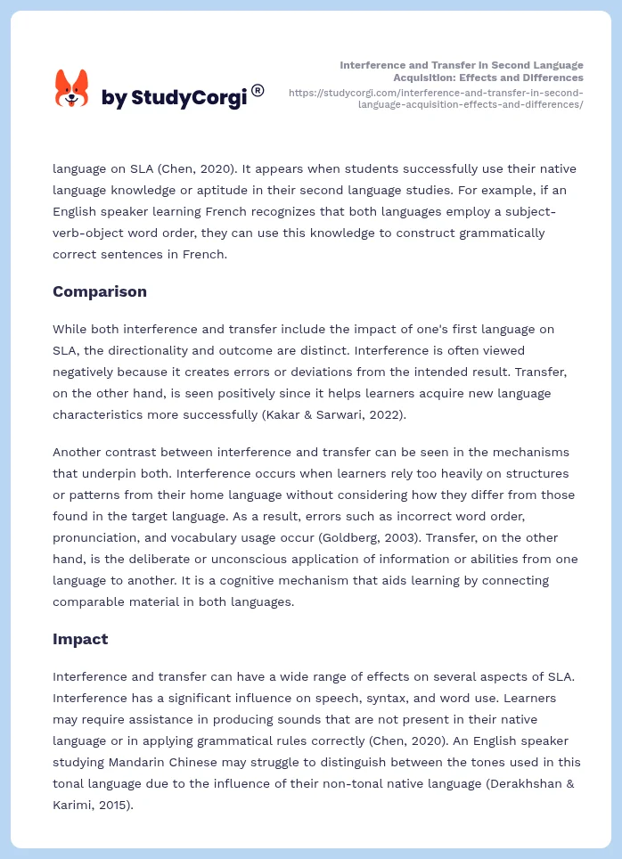 Interference and Transfer in Second Language Acquisition: Effects and Differences. Page 2