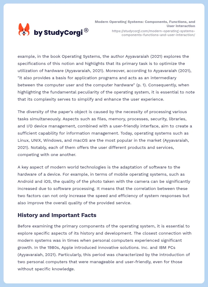 Modern Operating Systems: Components, Functions, and User Interaction. Page 2