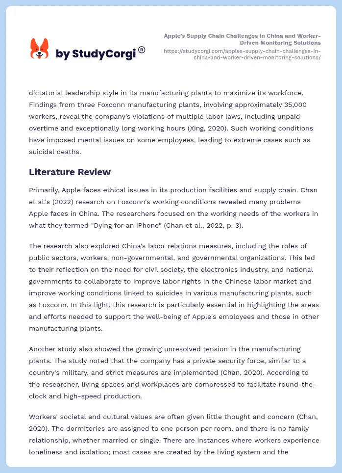 Apple’s Supply Chain Challenges in China and Worker-Driven Monitoring Solutions. Page 2