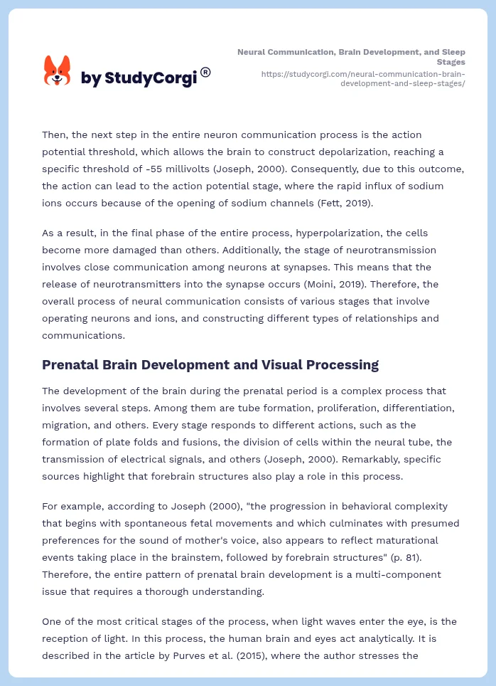 Neural Communication, Brain Development, and Sleep Stages. Page 2