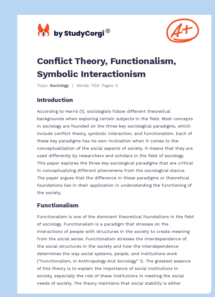 example of a conflict theory essay