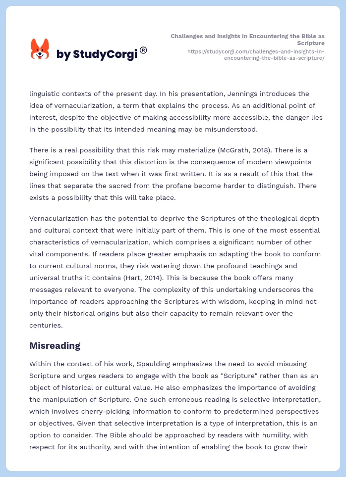 Challenges and Insights in Encountering the Bible as Scripture. Page 2
