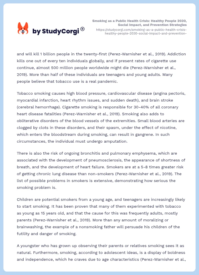 Smoking as a Public Health Crisis: Healthy People 2030, Social Impact, and Prevention Strategies. Page 2