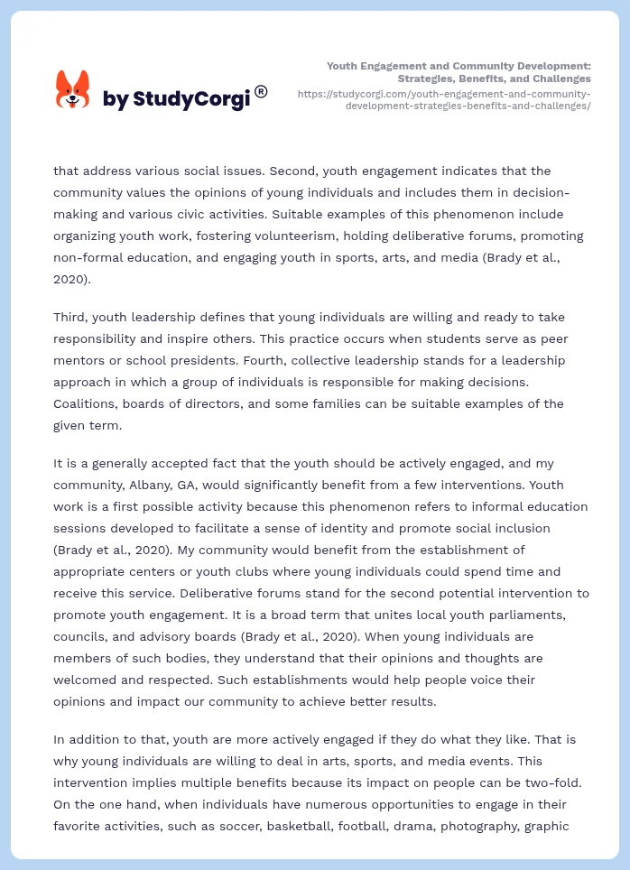 Youth Engagement and Community Development: Strategies, Benefits, and Challenges. Page 2