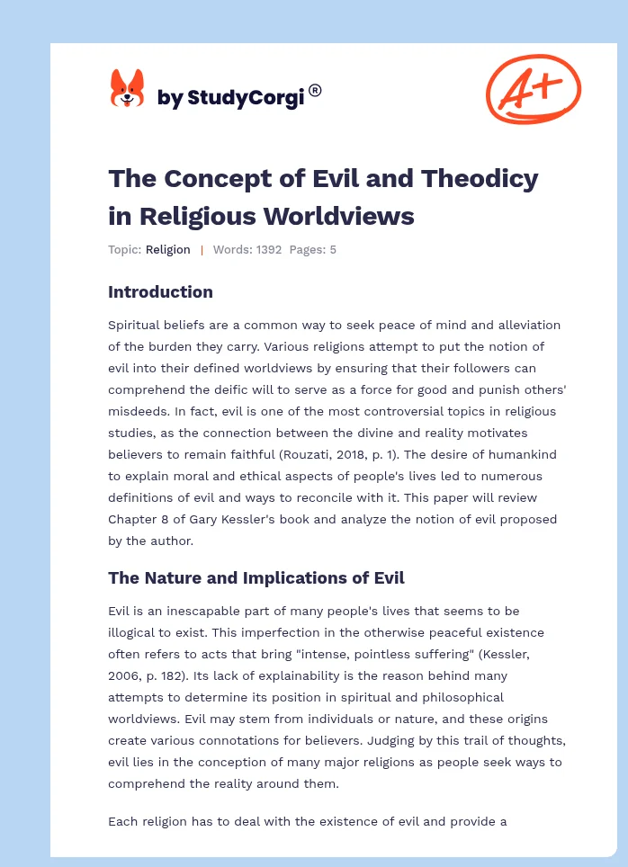 The Concept of Evil and Theodicy in Religious Worldviews. Page 1