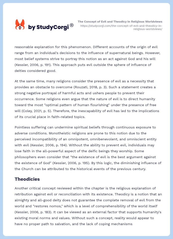 The Concept of Evil and Theodicy in Religious Worldviews. Page 2