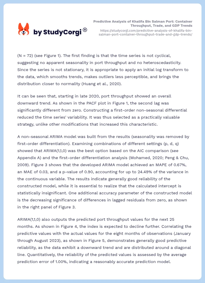 Predictive Analysis of Khalifa Bin Salman Port: Container Throughput, Trade, and GDP Trends. Page 2