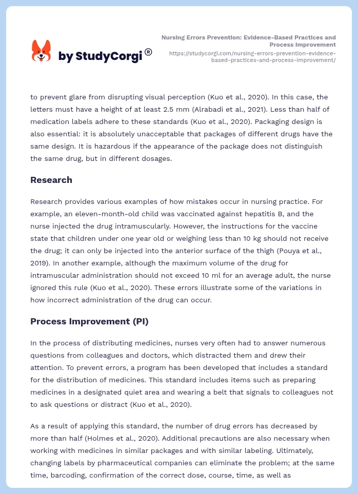 Nursing Errors Prevention: Evidence-Based Practices and Process Improvement. Page 2