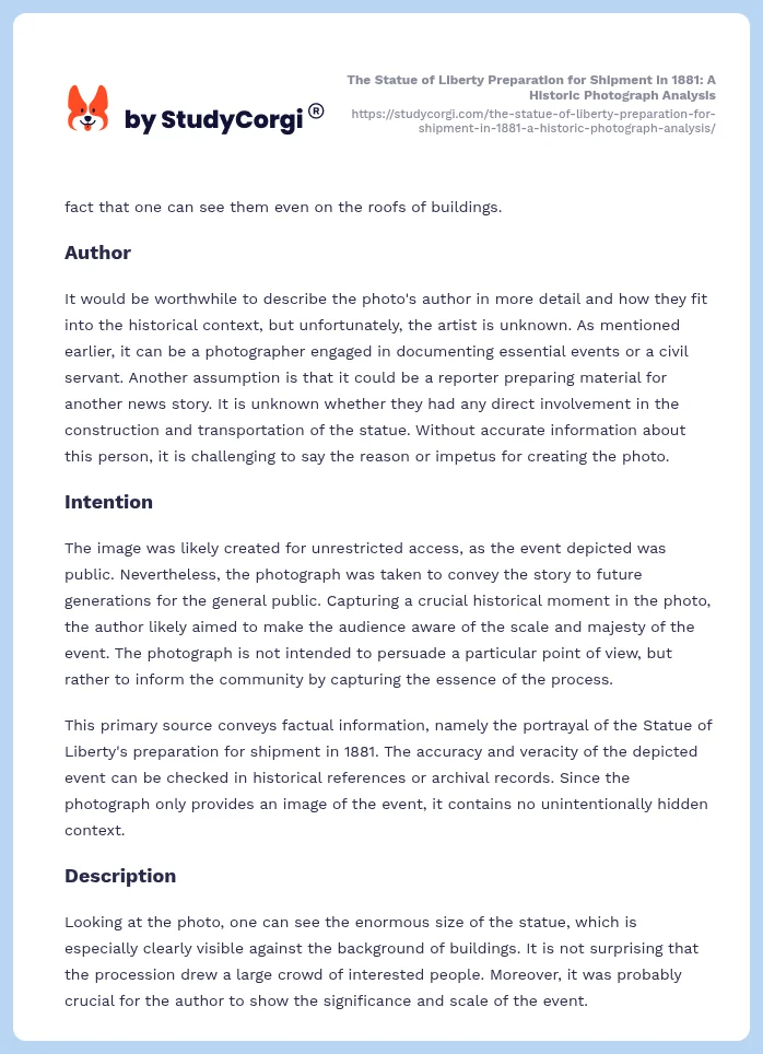 The Statue of Liberty Preparation for Shipment in 1881: A Historic Photograph Analysis. Page 2