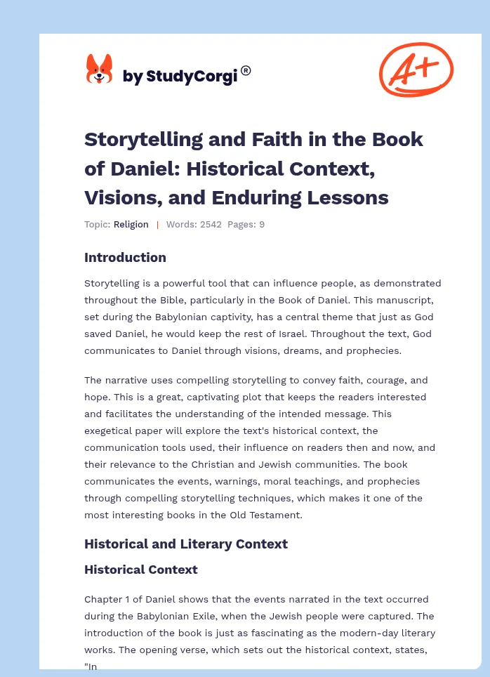 Storytelling and Faith in the Book of Daniel: Historical Context, Visions, and Enduring Lessons. Page 1