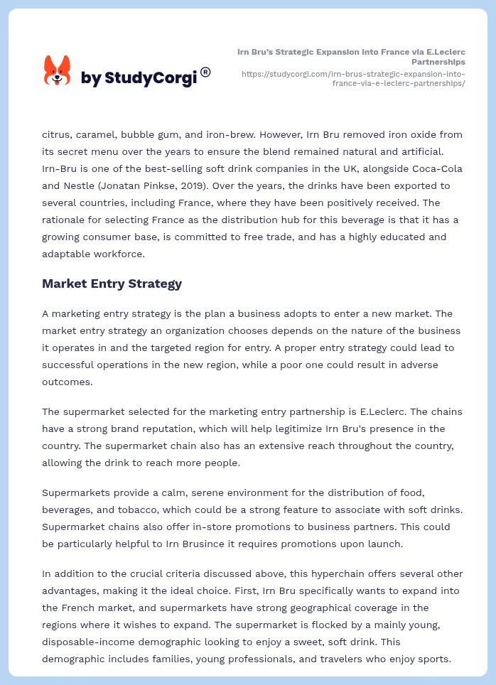 Irn Bru’s Strategic Expansion into France via E.Leclerc Partnerships. Page 2