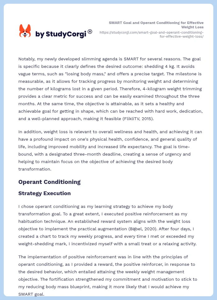 SMART Goal and Operant Conditioning for Effective Weight Loss. Page 2