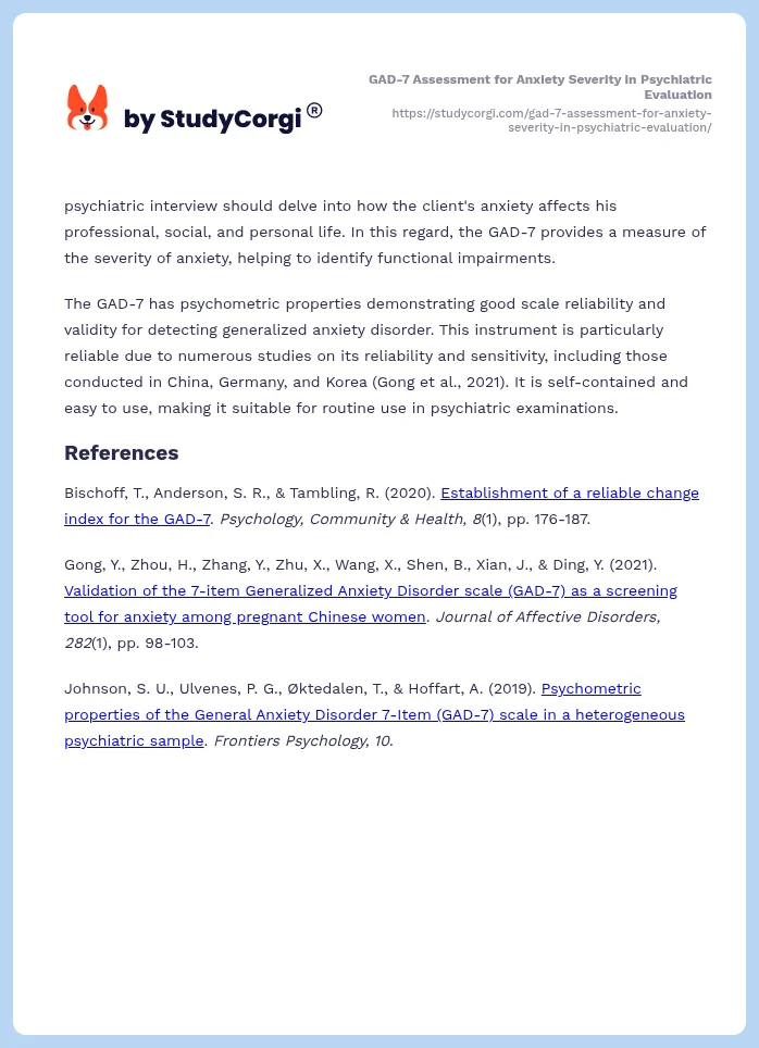GAD-7 Assessment for Anxiety Severity in Psychiatric Evaluation. Page 2